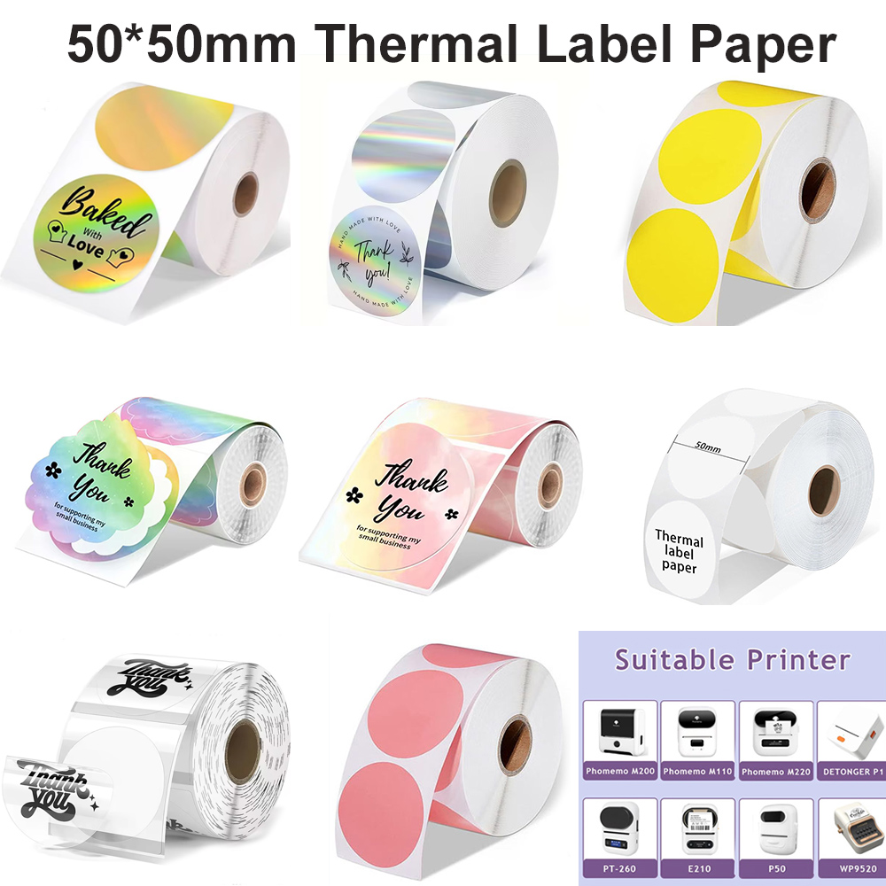 Commercial Printing Machine - 1Roll Round Circle Thermal Paper 50x50